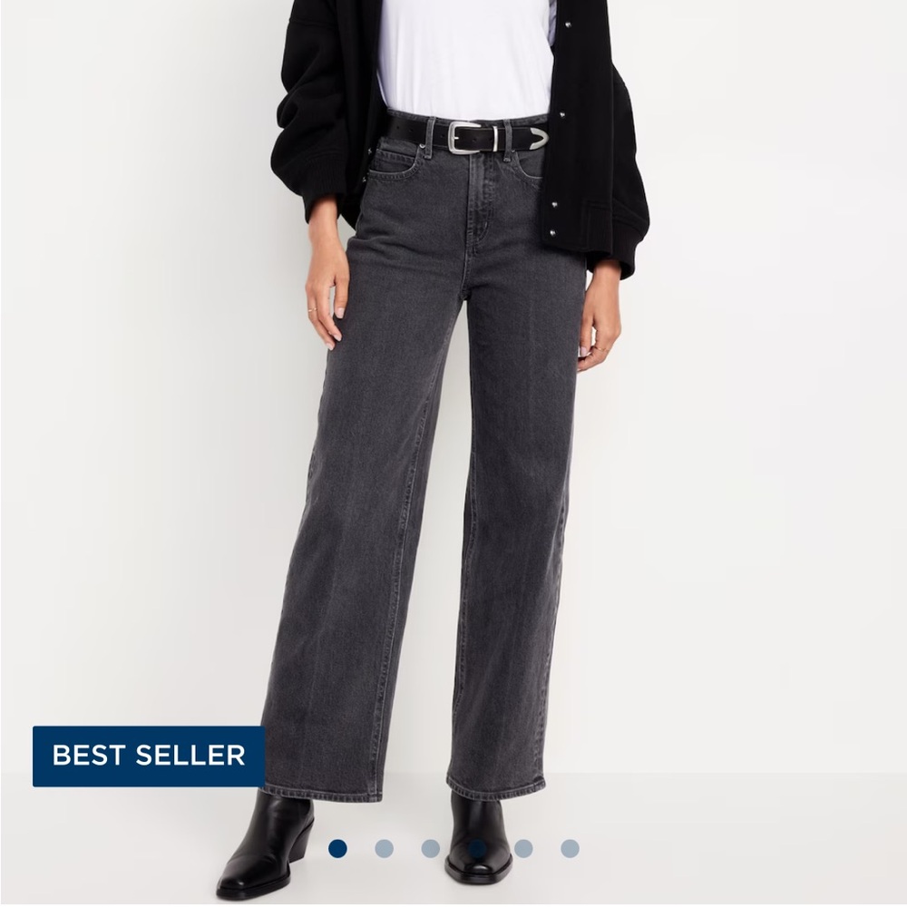 Old Navy Extra High Rise Sky-Hi Wide Leg Black Jean